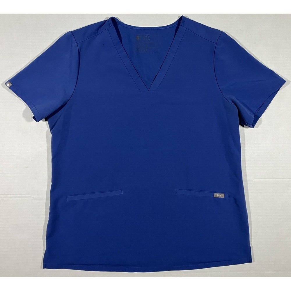 FIGS Scrub Top Ceil Blue FW1100 Casma V Neck Nursing Pockets Womens Size L